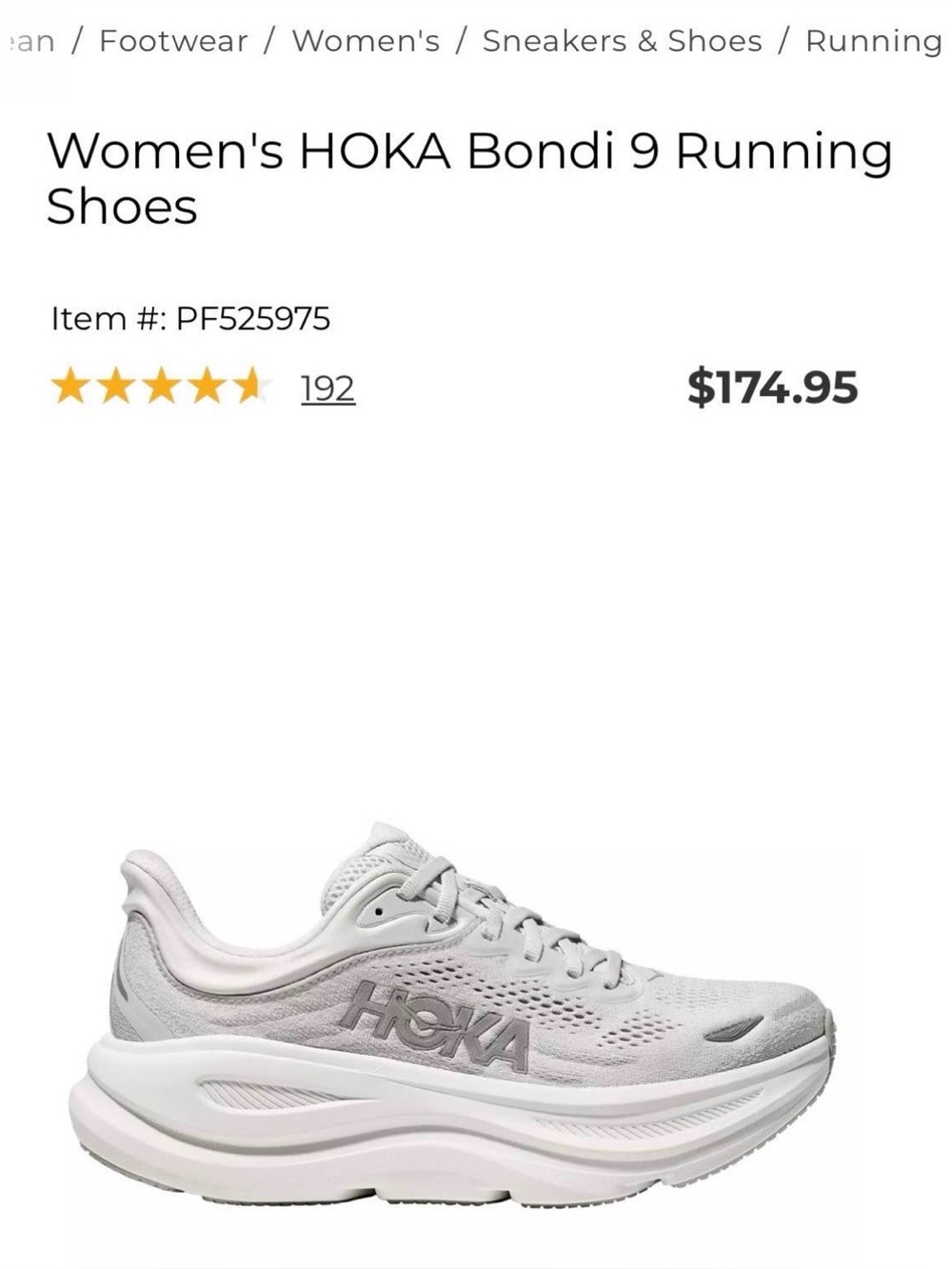 Hoka Bondi 9 Women's Sneakers - White